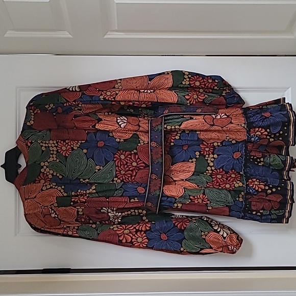 Farm Rio Black Stitched Flowers Long Sleeve Mini Dress - Picture 6 of 13